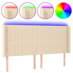 Tête de lit à LED Crème 183x16x118/128 cm Tissu 