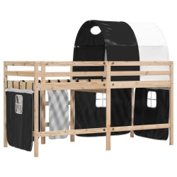 Lit mezzanine enfants avec tunnel sans matelas 80x200 cm 
