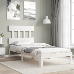 Cadre de lit sans matelas blanc 100x200 cm bois de pin massif 