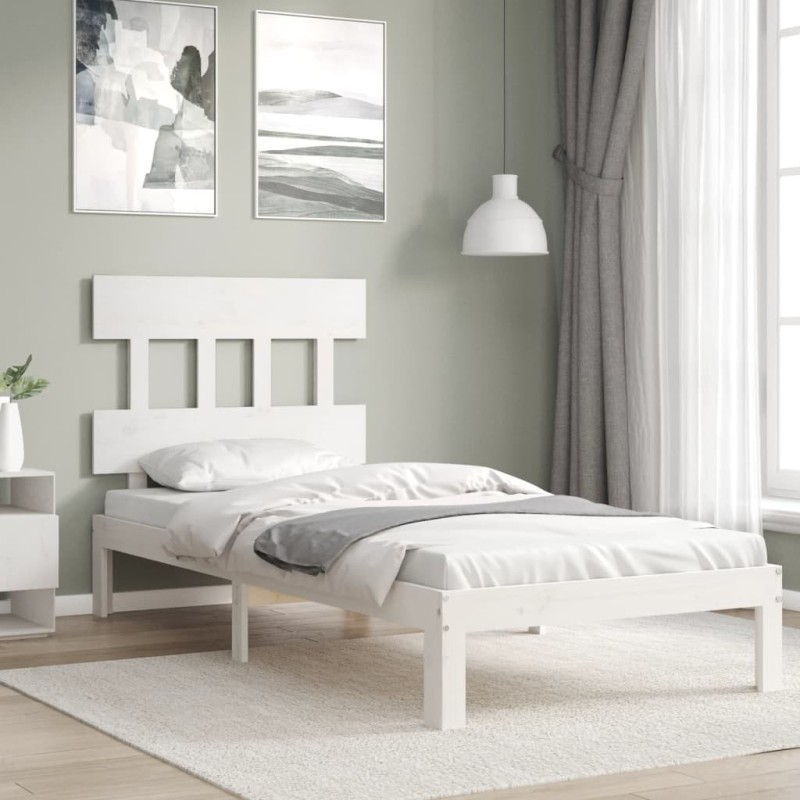 Cadre de lit sans matelas blanc 100x200 cm bois de pin massif 