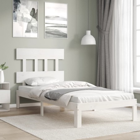 Cadre de lit sans matelas blanc 100x200 cm bois de pin massif 