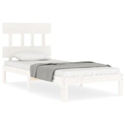 Cadre de lit sans matelas blanc 100x200 cm bois de pin massif 