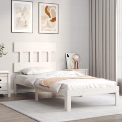 Cadre de lit sans matelas blanc 100x200 cm bois de pin massif 