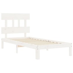 Cadre de lit sans matelas blanc 100x200 cm bois de pin massif 