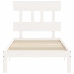 Cadre de lit sans matelas blanc 100x200 cm bois de pin massif 