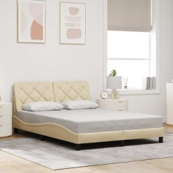Cadre de lit sans matelas crème 120x200 cm tissu 
