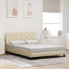 Cadre de lit sans matelas crème 120x200 cm tissu 