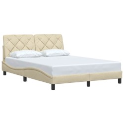 Cadre de lit sans matelas crème 120x200 cm tissu 