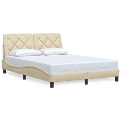 Cadre de lit sans matelas crème 120x200 cm tissu 