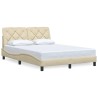 Cadre de lit sans matelas crème 120x200 cm tissu 
