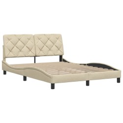 Cadre de lit sans matelas crème 120x200 cm tissu 