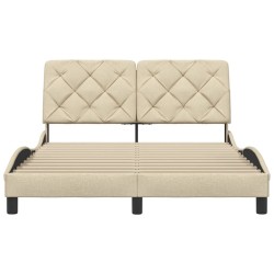 Cadre de lit sans matelas crème 120x200 cm tissu 