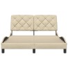 Cadre de lit sans matelas crème 120x200 cm tissu 