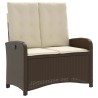 Banc inclinable de jardin avec coussins marron résine tressée 