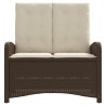 Banc inclinable de jardin avec coussins marron résine tressée 