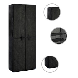 Armoire à chaussures Noir 60x30x166 cm Tissu 