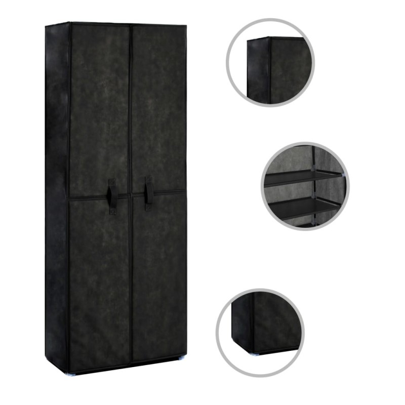 Armoire à chaussures Noir 60x30x166 cm Tissu Armoire à chaussures Noir 60x30x166 cm Tissu