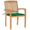 Chaises de jardin lot de 2 et coussins vert Bois de teck massif 