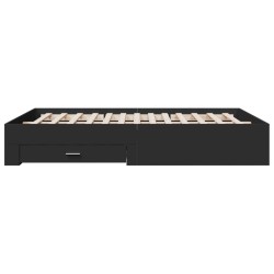 Cadre de lit avec tiroirs sans matelas noir 150x200 cm 