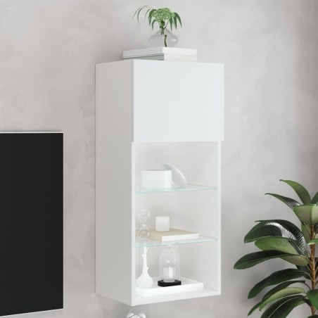 Meuble TV avec lumières LED blanc 40,5x30x90 cm 