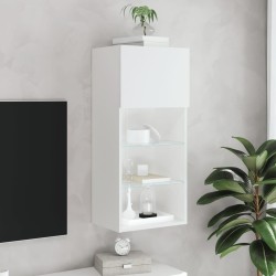 Meuble TV avec lumières LED blanc 40,5x30x90 cm 