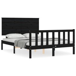 Cadre de lit sans matelas noir 140x190 cm bois de pin massif 