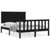 Cadre de lit sans matelas noir 140x190 cm bois de pin massif 