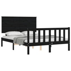 Cadre de lit sans matelas noir 140x190 cm bois de pin massif 