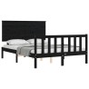 Cadre de lit sans matelas noir 140x190 cm bois de pin massif 