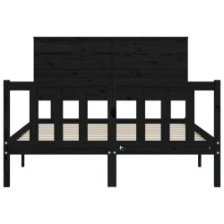Cadre de lit sans matelas noir 140x190 cm bois de pin massif 