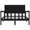 Cadre de lit sans matelas noir 140x190 cm bois de pin massif 