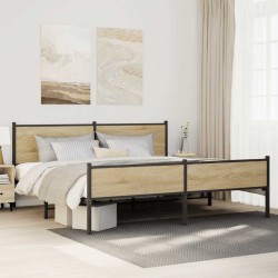 Cadre de lit en métal sans matelas chêne sonoma 193x203 cm 