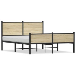 Cadre de lit en métal sans matelas chêne sonoma 137x190 cm 