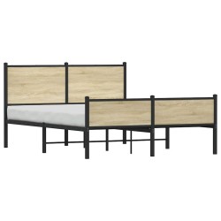 Cadre de lit en métal sans matelas chêne sonoma 137x190 cm 