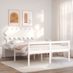 Lit pour personne âgée sans matelas blanc bois massif 