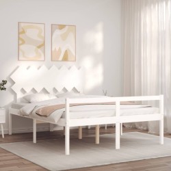 Lit pour personne âgée sans matelas blanc bois massif 