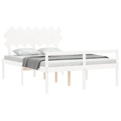 Lit pour personne âgée sans matelas blanc bois massif 