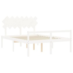 Lit pour personne âgée sans matelas blanc bois massif 