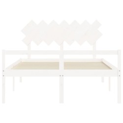 Lit pour personne âgée sans matelas blanc bois massif 