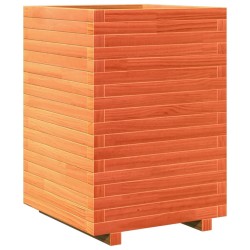 Jardinière cire marron 50x50x72 cm bois de pin massif 