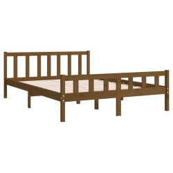 Cadre de lit sans matelas marron miel bois massif 
