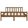 Cadre de lit sans matelas marron miel bois massif 