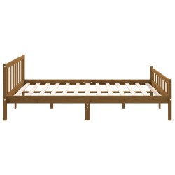 Cadre de lit sans matelas marron miel bois massif 