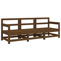 Salon de jardin 3 pcs marron miel bois de pin massif 