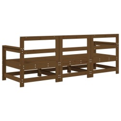 Salon de jardin 3 pcs marron miel bois de pin massif 
