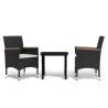 Ensemble à manger de jardin avec coussins 3 pcs noir 