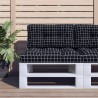 Coussins de palette lot de 2 motif à carreaux noir tissu 