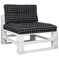 Coussins de palette lot de 2 motif à carreaux noir tissu 