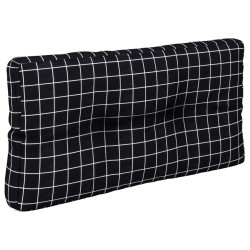 Coussins de palette lot de 2 motif à carreaux noir tissu 