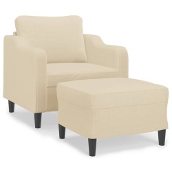 Fauteuil avec repose-pied Crème 60 cm Tissu 